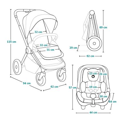 Lionelo - 3-in-1 combi-kinderwagen LAYLA Zwart Onyx