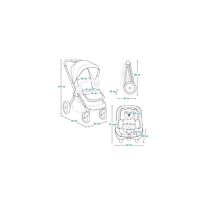 Lionelo - 3-in-1 combi-kinderwagen LAYLA Zwart Onyx