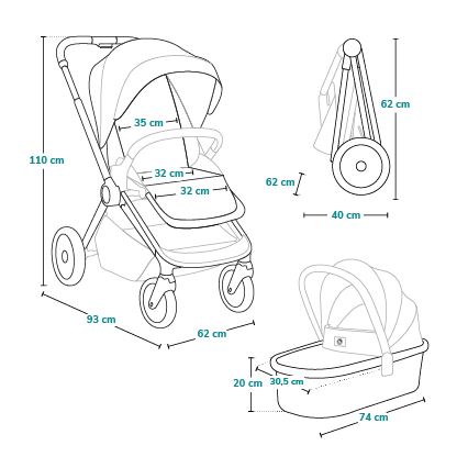 Lionelo - 3-in-1 combi-kinderwagen MIKA PLUS Grey Stone