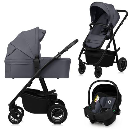 Lionelo - 3-in-1 combinatiekinderwagen AMBER PLUS Grijs Grafiet