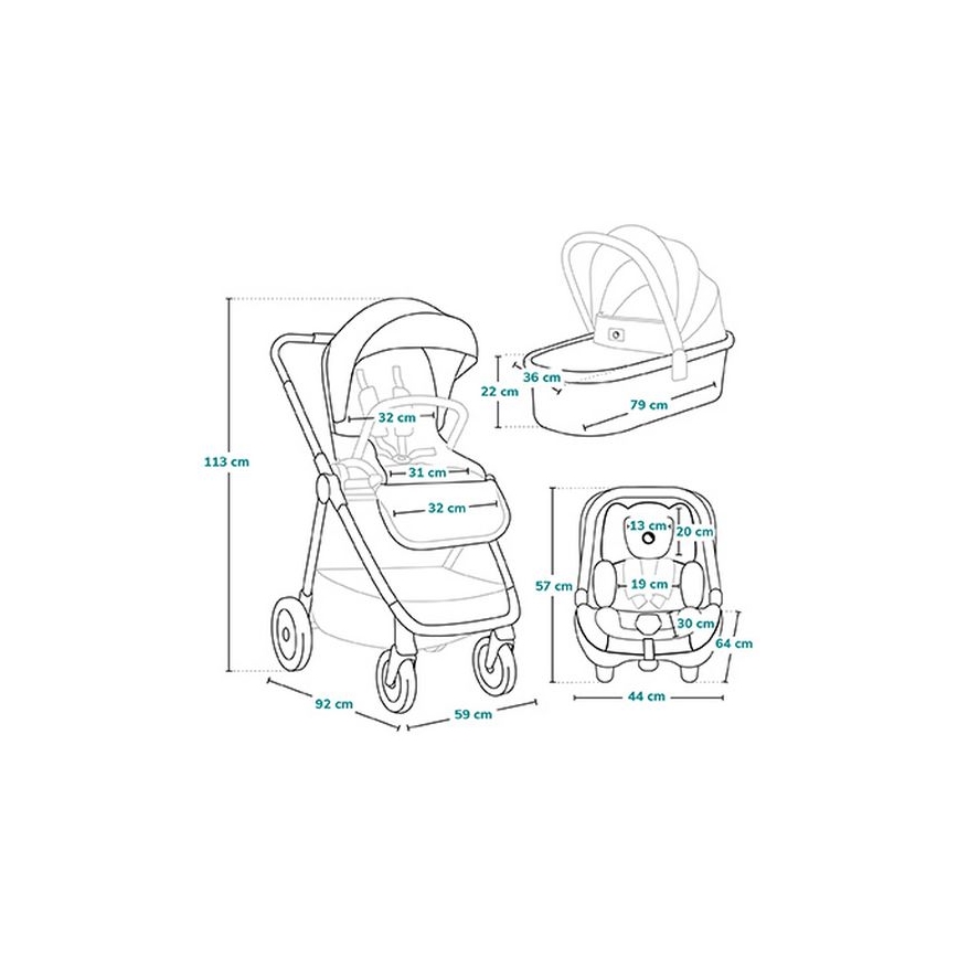 Lionelo - 3-in-1 kinderwagen MERIL Grey Stone