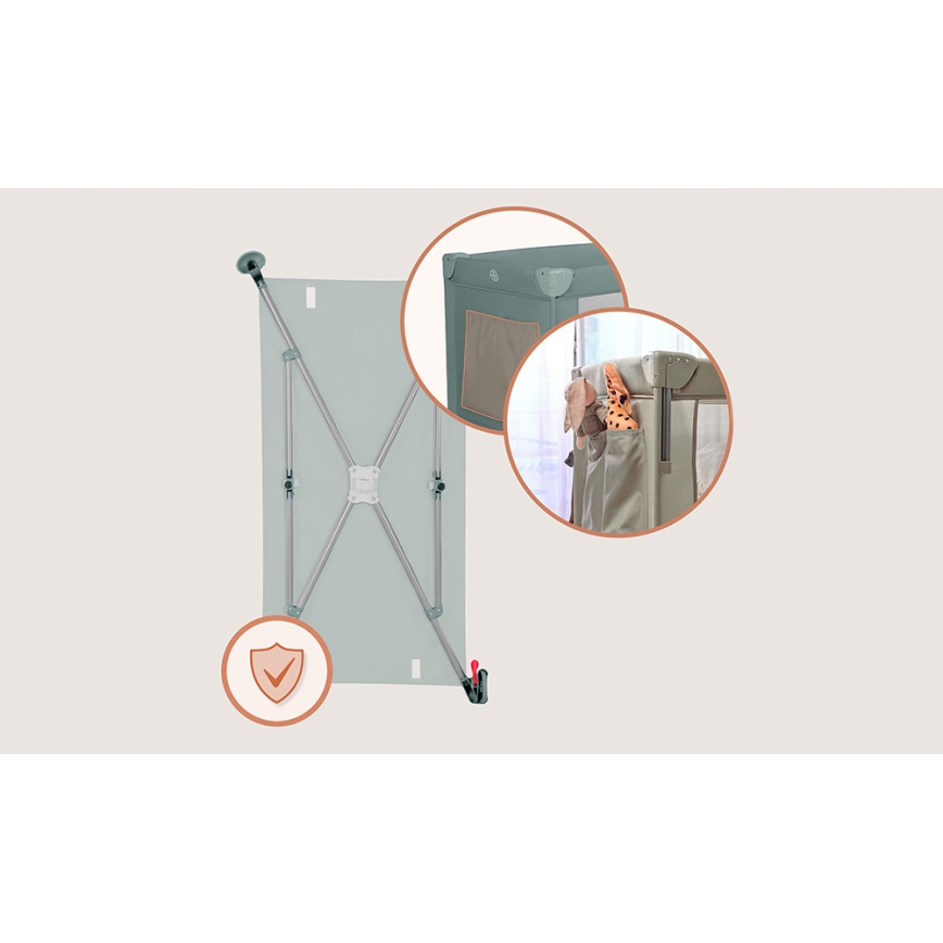 Lionelo - 3-in-1 reisbed ELLEN Saliegroen