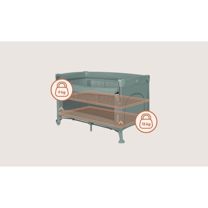 Lionelo - 3-in-1 Reiskindbed ELLEN Groen Salie