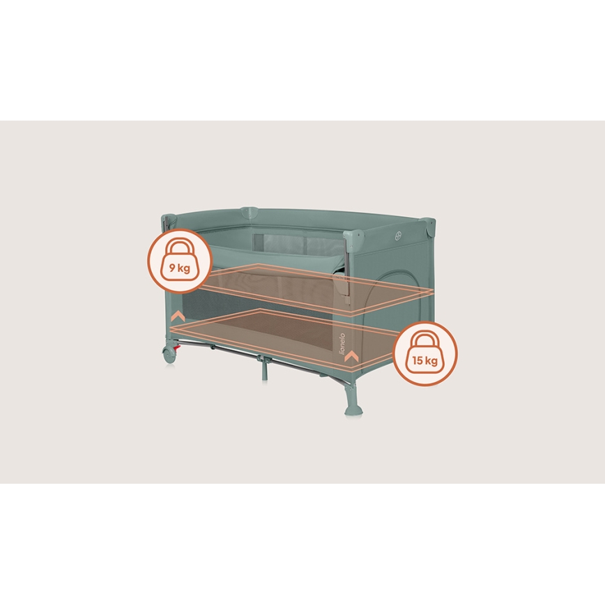 Lionelo - 3-in-1 Reiskindbed ELLEN Groen Salie