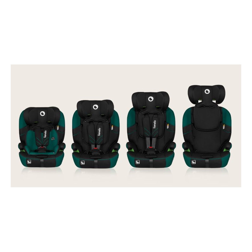 Lionelo - Autostoel LEVI ONE i-Maat 76-150 cm zwart/groen