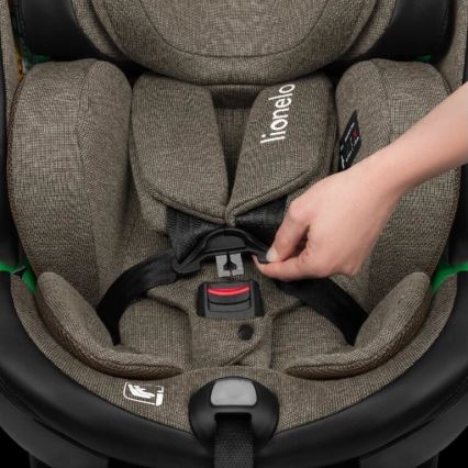 Lionelo - Autostoel met basis swivel HARMONY i-Maat 40-150 cm zwart/olijf