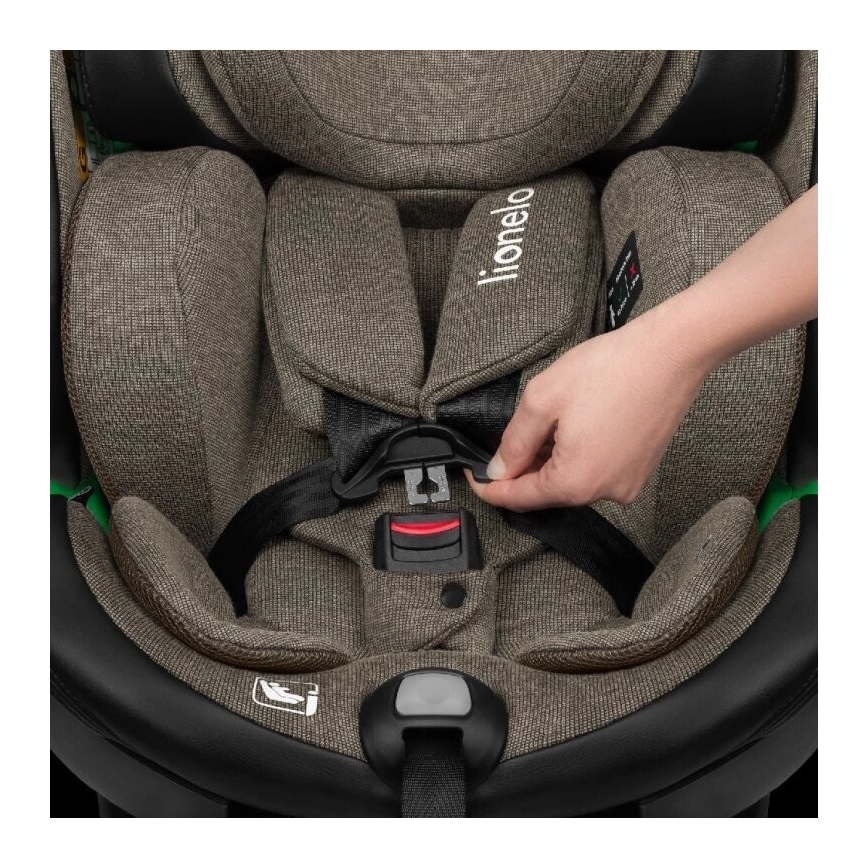 Lionelo - Autostoel met basis swivel HARMONY i-Maat 40-150 cm zwart/olijf