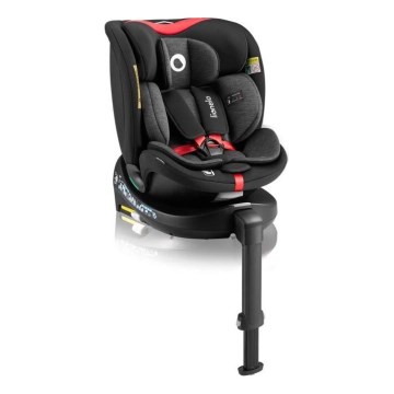 Lionelo - Autostoel met basis swivel NAVY i-Maat 40-150 cm zwart/rood