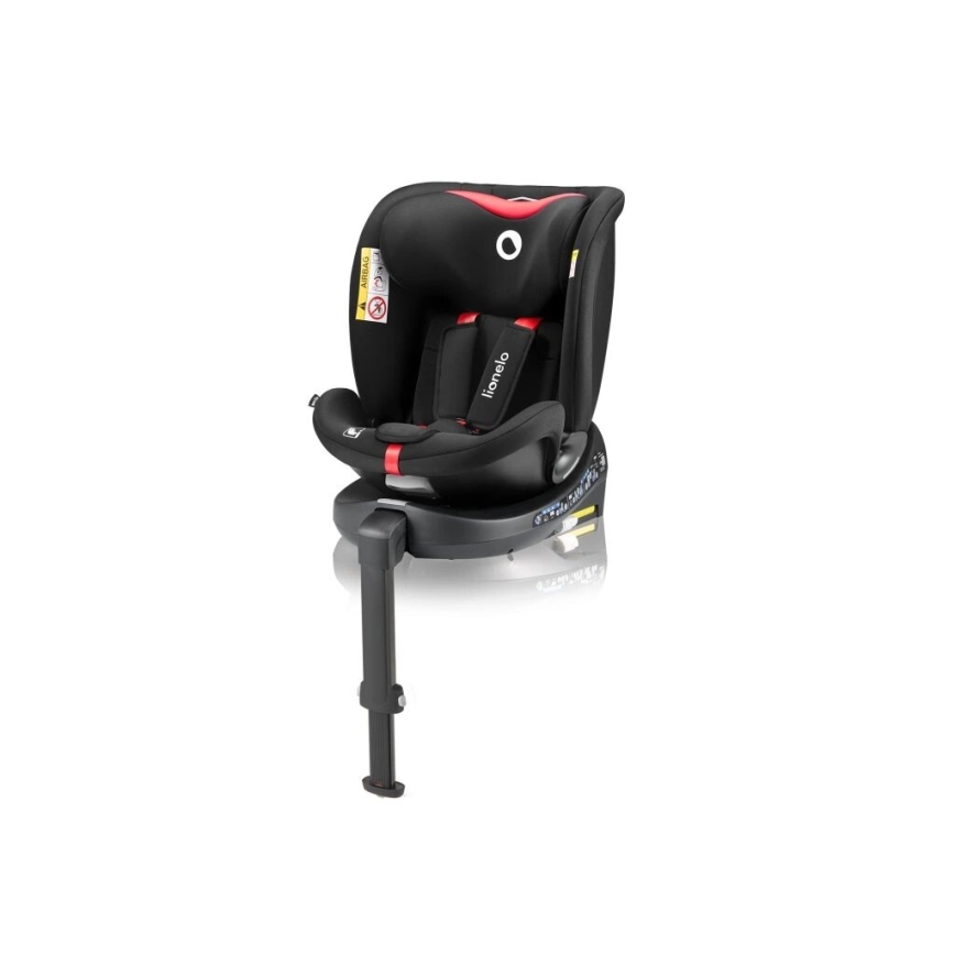 Lionelo - Autostoel met basis swivel NAVY i-Maat 40-150 cm zwart/rood