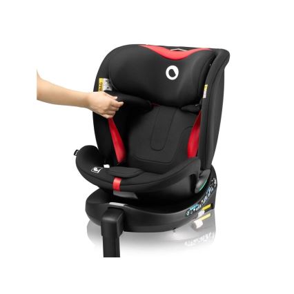 Lionelo - Autostoel met basis swivel NAVY i-Maat 40-150 cm zwart/rood