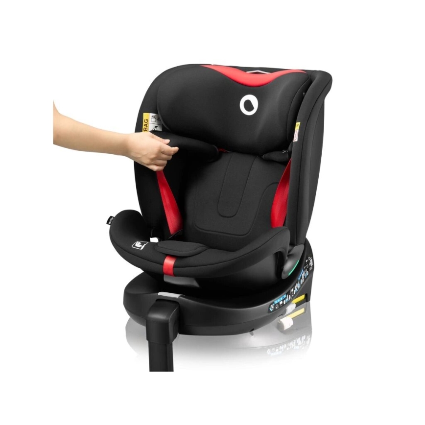 Lionelo - Autostoel met basis swivel NAVY i-Maat 40-150 cm zwart/rood