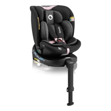Lionelo - Autostoel met basis swivel NAVY i-Maat 40-150 cm zwart/roze