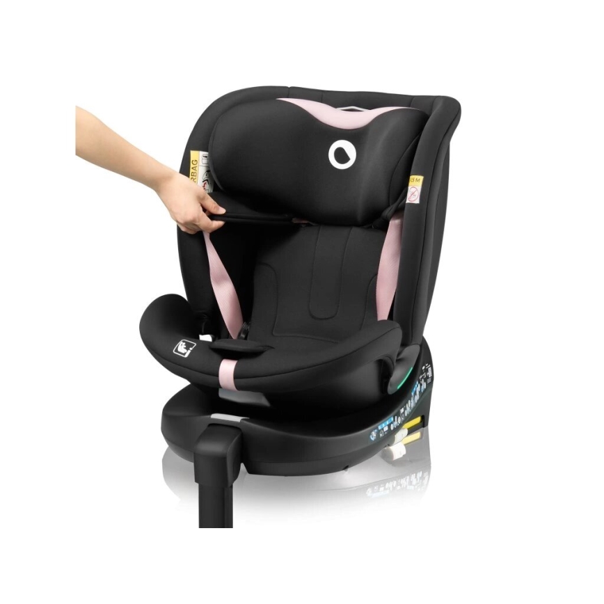 Lionelo - Autostoel met basis swivel NAVY i-Maat 40-150 cm zwart/roze