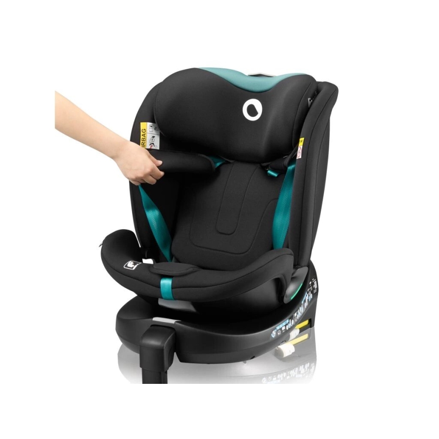 Lionelo - Autostoel met basis swivel NAVY i-Maat 40-150 cm zwart/turquoise