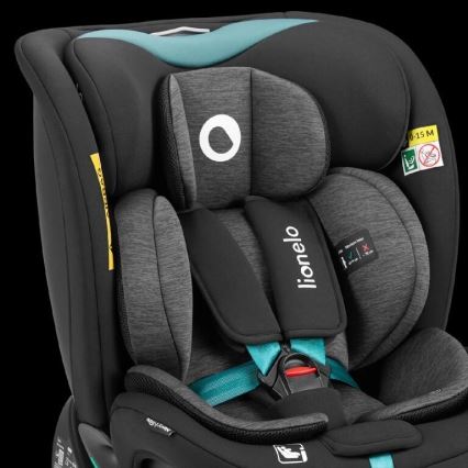 Lionelo - Autostoel met basis swivel NAVY i-Maat 40-150 cm zwart/turquoise