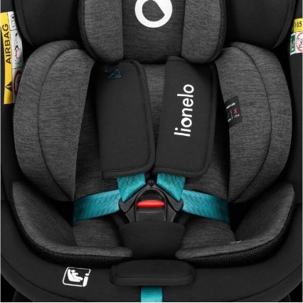 Lionelo - Autostoel met basis swivel NAVY i-Maat 40-150 cm zwart/turquoise