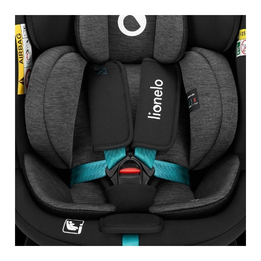 Lionelo - Autostoel met basis swivel NAVY i-Maat 40-150 cm zwart/turquoise