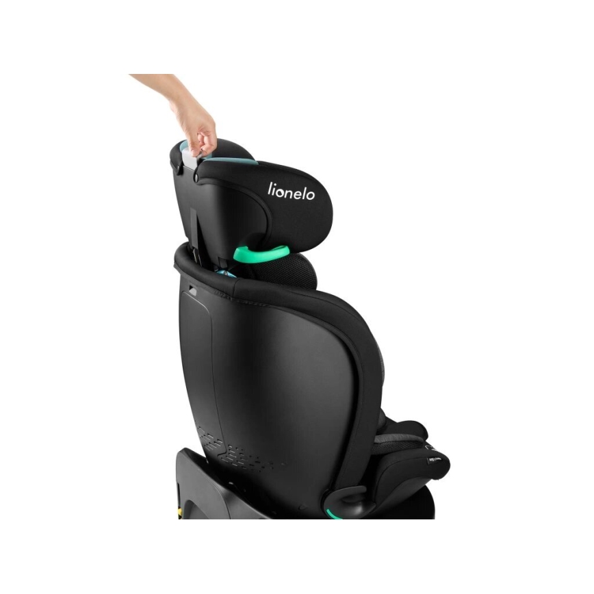 Lionelo - Autostoel met basis swivel NAVY i-Maat 40-150 cm zwart/turquoise