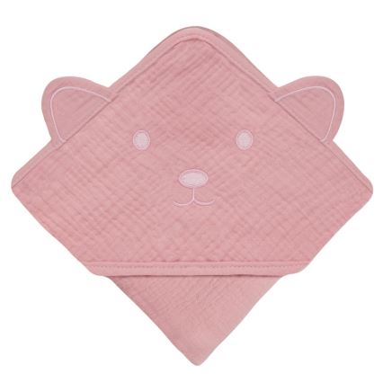 Lionelo - Baby badcape met capuchon van mousseline Pink Baby