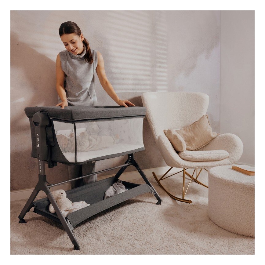 Lionelo - Babybedje 3-in-1 LEONIE PLUS grijs