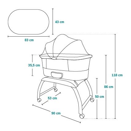 Lionelo - Babybedje met geïntegreerde weegschaal CORAL White