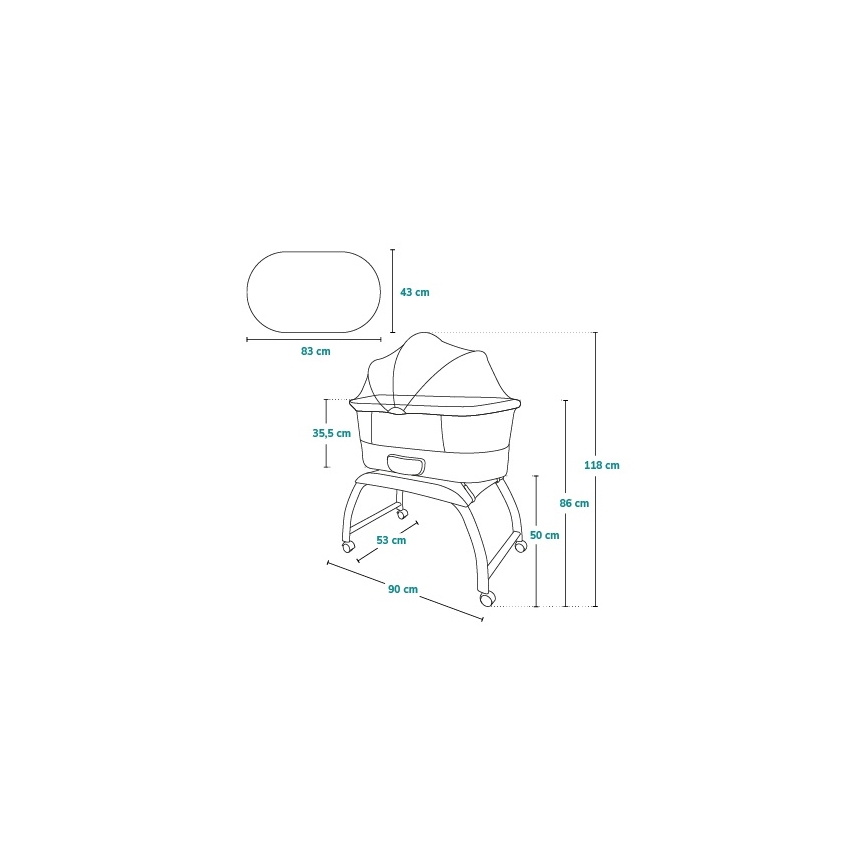 Lionelo - Babybedje met geïntegreerde weegschaal CORAL White