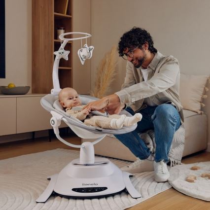 Lionelo - Babyschommel met melodie BELLA Grey Concrete + afstandsbediening