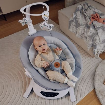 Lionelo - Babyschommel met melodie BELLA Grijs Beton + afstandsbediening