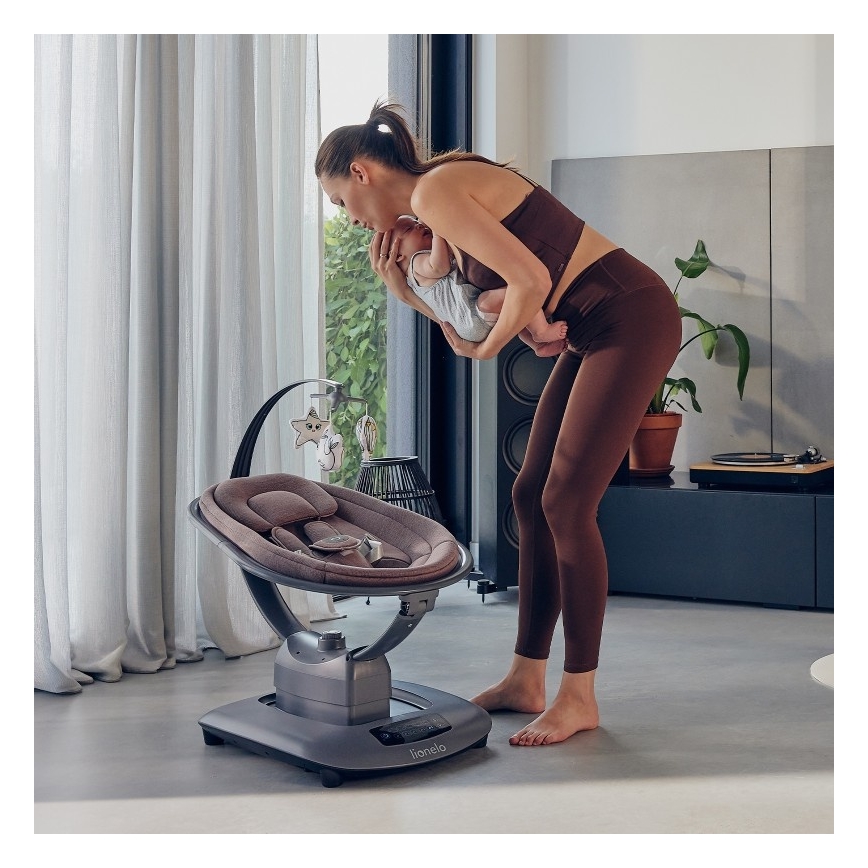 Lionelo - Babyschommel met melodie BLOSSOM Pink Mauve + afstandsbediening