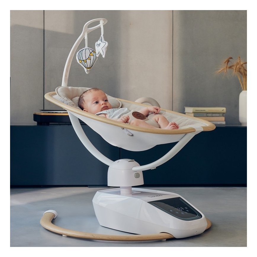 Lionelo - Babyschommel met melodie OLIVIA Beige Naturel + afstandsbediening