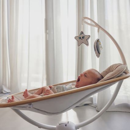 Lionelo - Babyschommel met melodie OLIVIA Beige Naturel + afstandsbediening