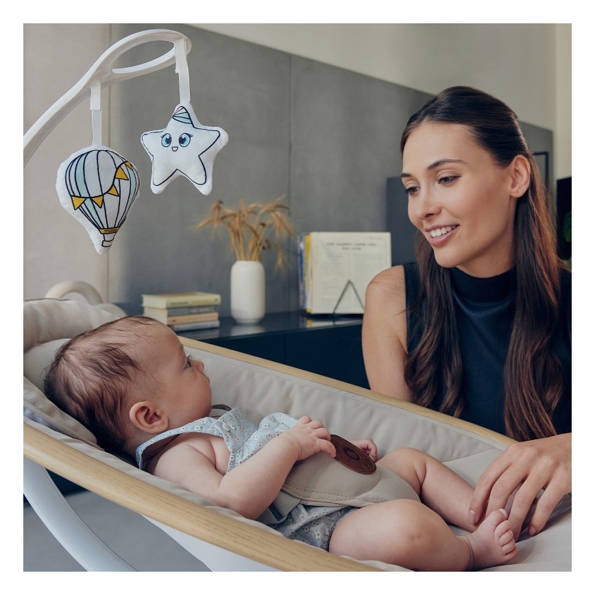 Lionelo - Babyschommel met melodie OLIVIA Beige Naturel + afstandsbediening