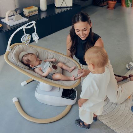 Lionelo - Babyschommel met melodie OLIVIA Beige Naturel + afstandsbediening