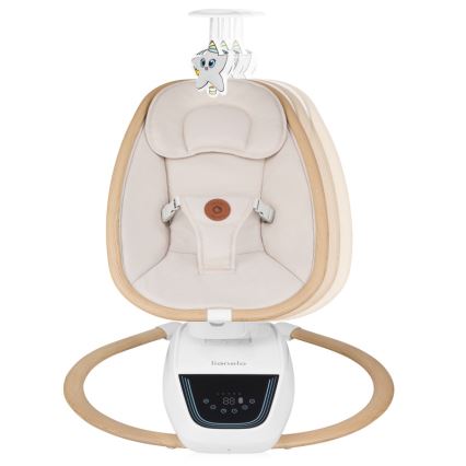 Lionelo - Babyschommel met melodie OLIVIA Beige Naturel + afstandsbediening