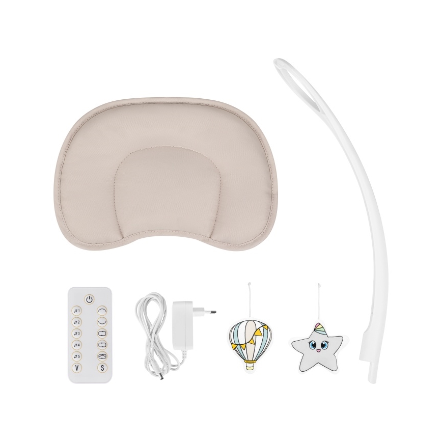 Lionelo - Babyschommel met melodie OLIVIA Beige Naturel + afstandsbediening