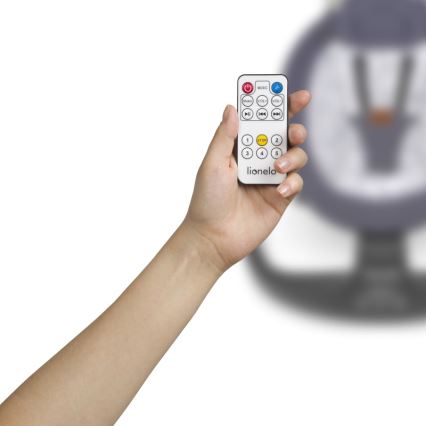 Lionelo - Babyschommel met melodie RALF 4xAA Grijs/Wit + afstandsbediening