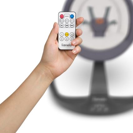 Lionelo - Babyschommel met melodie RINA 4xAA Grey Concrete + afstandsbediening