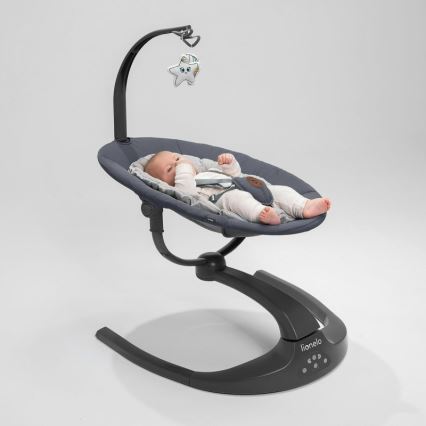Lionelo - Babyschommel met melodie RINA 4xAA Grijs Beton + afstandsbediening