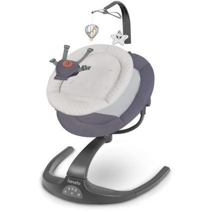 Lionelo - Babyschommel met melodie RINA 4xAA Grijs Beton + afstandsbediening