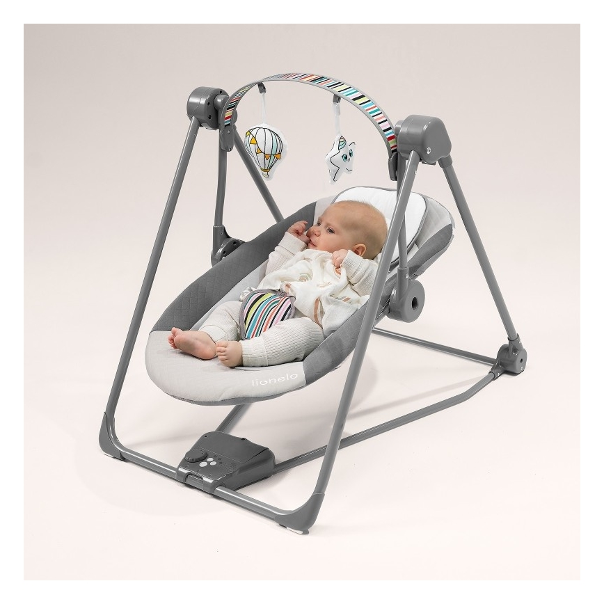 Lionelo - Babyschommel OTTO 4xLR14 Cozy Grey