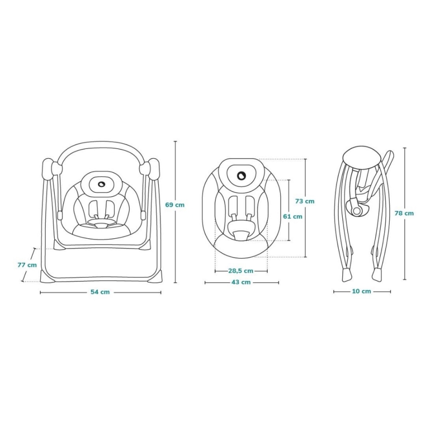 Lionelo - Babyschommel OTTO 4xLR14 Cozy Grey