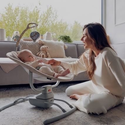 Lionelo - Babyschommel RIO met melodie, 4xC, Beige Latte en afstandsbediening