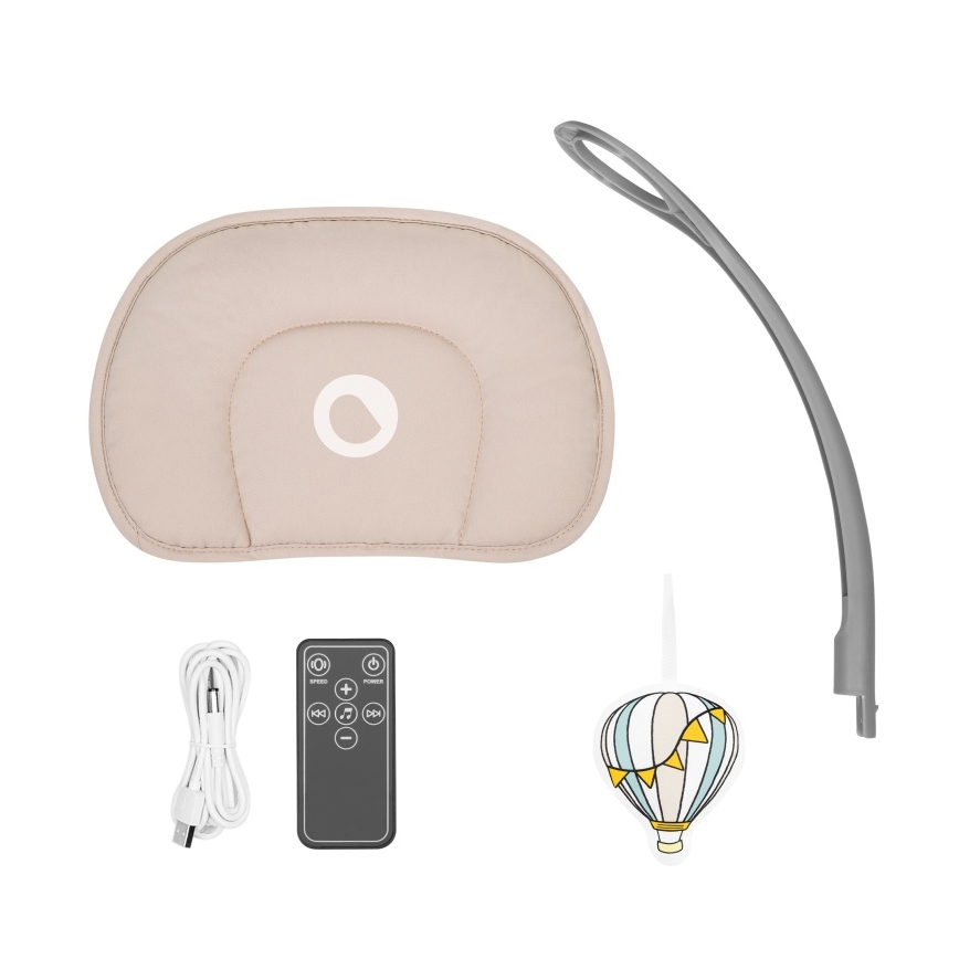 Lionelo - Babyschommel RIO met melodie, 4xC, Beige Latte en afstandsbediening