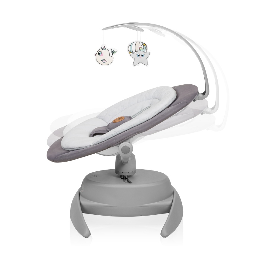 Lionelo - Babyswing MELL Grey Stone met melodie 4xAA + afstandsbediening