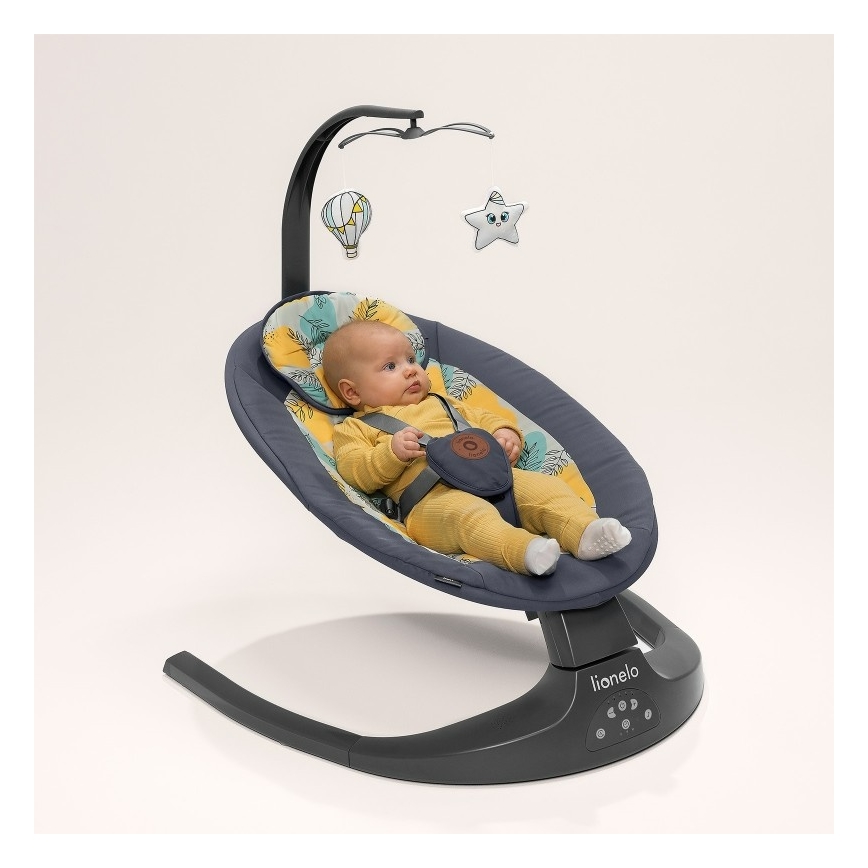 Lionelo - Babywip met melodie RALF 4xAA Grijs Beton + afstandsbediening