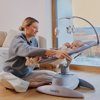 Lionelo - Babywipstoel met melodie MELL Beige zand 4xAA + afstandsbediening