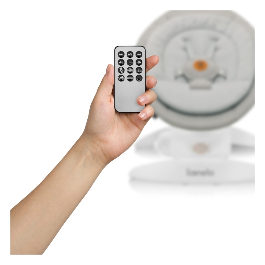 Lionelo - Babywipstoel met melodie MELL Beige zand 4xAA + afstandsbediening