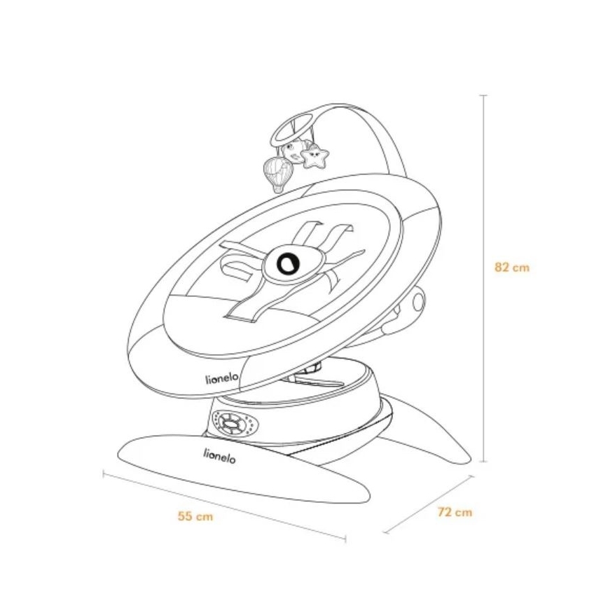 Lionelo - Babywipstoel met melodie MELL Beige zand 4xAA + afstandsbediening