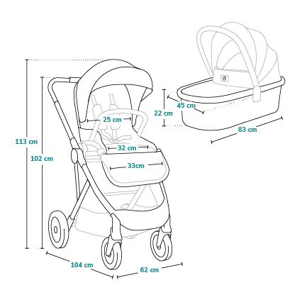 Lionelo - Combi-kinderwagen 2-in-1 AMBER Zwart/Zilver