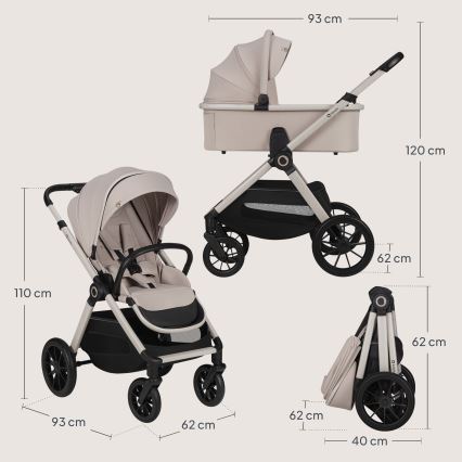 Lionelo - Combi-kinderwagen 2-in-1 LAYLA Beige Sand